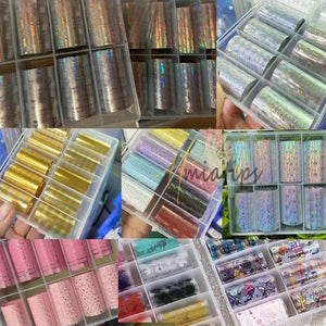1box Luxury Design Nail Foils for Transfer Paper Stickers Sliders Adhesive Nails Wraps DIY Water Marble Nail Art Decorations - Global Sales & Service Ecommerce