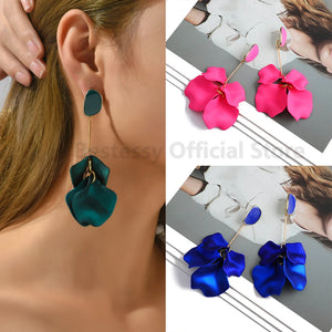 Elegant Candy Colored Acrylic Flower Petal Dangle Earrings - Trendy Korean Fashion Statement Jewelry - Global Sales & Service Ecommerce