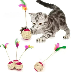 1Pc Cat Toy Sisal Scratching Ball Training Interactive Toy for Kitten Pet Cat Supplies Feather Toy  Cat Toys Interactive - Global Sales & Service Ecommerce