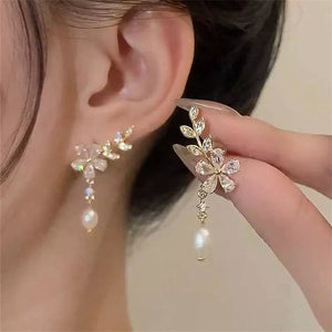 Exquisite Leaves Crystal Flower Stud Earrings For Women AAA Zircon Rose Butterfly Tassel Earring Bride Wedding Party Jewelry - Global Sales & Service Ecommerce