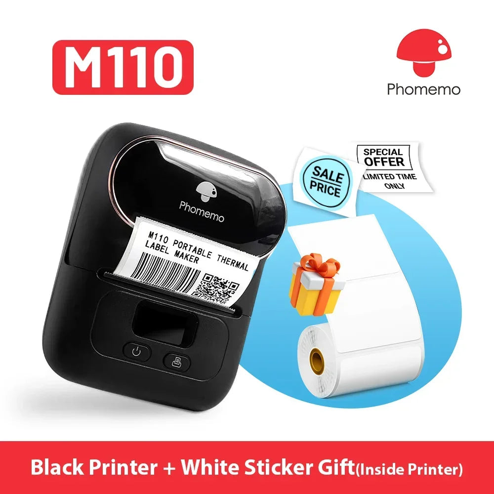 Phomemo M110 Mini Portable Printer Thermal Label Printer Stickers Pocket Labeling Maker Machine Similar as Niimbot B21 B1 50mm