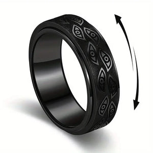 Anti Stress Stainless Steel Spinner Rings For Men Carved Demon Eye Rotatable Fidget Anxiety Joint Ring Jewelry Bague Homme - Global Sales & Service Ecommerce