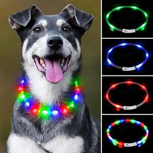 4 Modes Dog Luminou Charge Collar Led Usb Cat Silicone Colorful Collars Cuttable Night Glow Pet Loss Prevention Dogs Accessories - Global Sales & Service Ecommerce