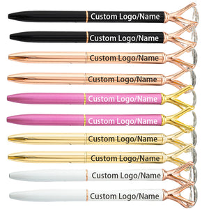 10-50 Custom Logo Crystal Diamond Pens Engrave Name Text Metal Ballpoint Pen Bridal Shower Pens for Wedding Office Birthday Gift - Global Sales & Service Ecommerce