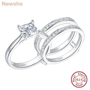 Newshe Solid 925 Sterling Silver Wedding Rings Women Zircon Band - Global Sales & Service Ecommerce