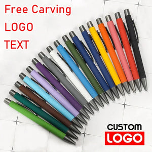 20-200 Pens Wholesale Metal Ballpoint Pen Advertising Pen Rubber Texture Custom Logo Text Laser Engraving Customizable Name Logo - Global Sales & Service Ecommerce