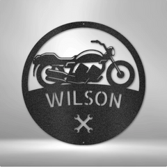 Motorcycle metal sign