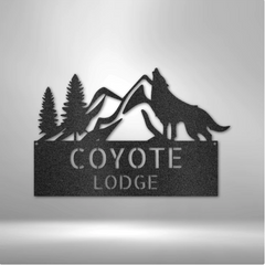 Metal Wall Art Sign of a howling coyote