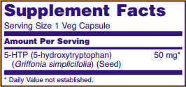 NOW Foods 5-HTP Supplement Facts