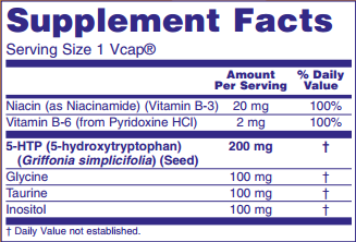 NOW Foods 5-HTP Supplement Facts