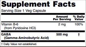 Supplement Facts for NOW Foods GABA Veg Capsule
