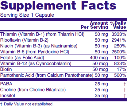 Supplement Facts for NOW Foods Vitamin B-50 Dietary Supplement