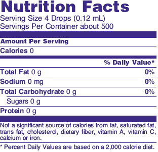 Nurition facts for NOW Better Stevia French Vanilla Liquid Extract
