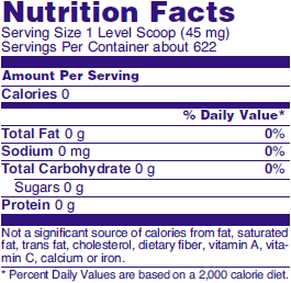Nutrition facts for NOW Better Stevia Organic Extract Powder
