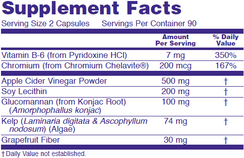 Supplement facts for NOW Cider Vinegar dietary supplement for diet support.