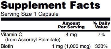 Supplement Fact table for NOW Foods 1000mcg