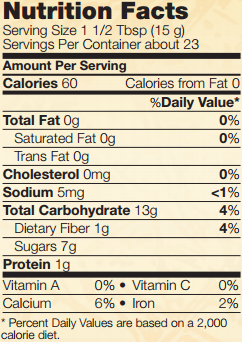 Nutrition facts for NOW Foods Carob Powder