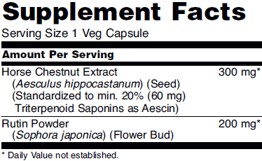 Supplement facts for NOW Horse Chestnut dietary supplement for circulatory system support