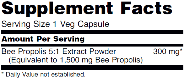 Supplement fact table for NOW Propolis 1500 