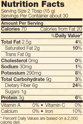 Nutrition facts for NOW Real Food Organic Coconut Flour