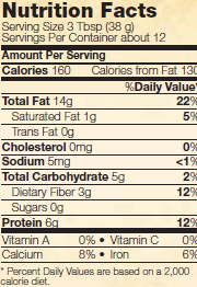 Nutrition facts for NOW Real Food Unsalted Raw Almonds