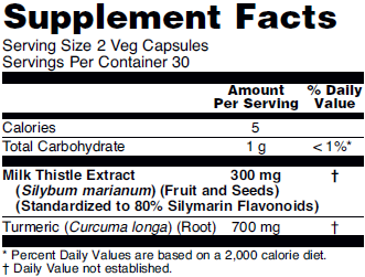 Supplement facts for NOW Silymarin 150mg dietary supplements.