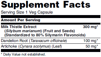 Supplement facts for NOW Silymarin double strength dietary supplements