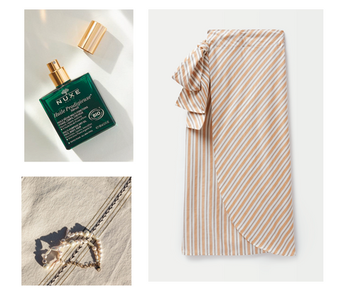 Nuxe Neroli Body Oil, Saint Holiday Sarong, Apres Pearl Necklace