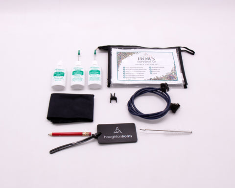 A cleaning kit for a horn