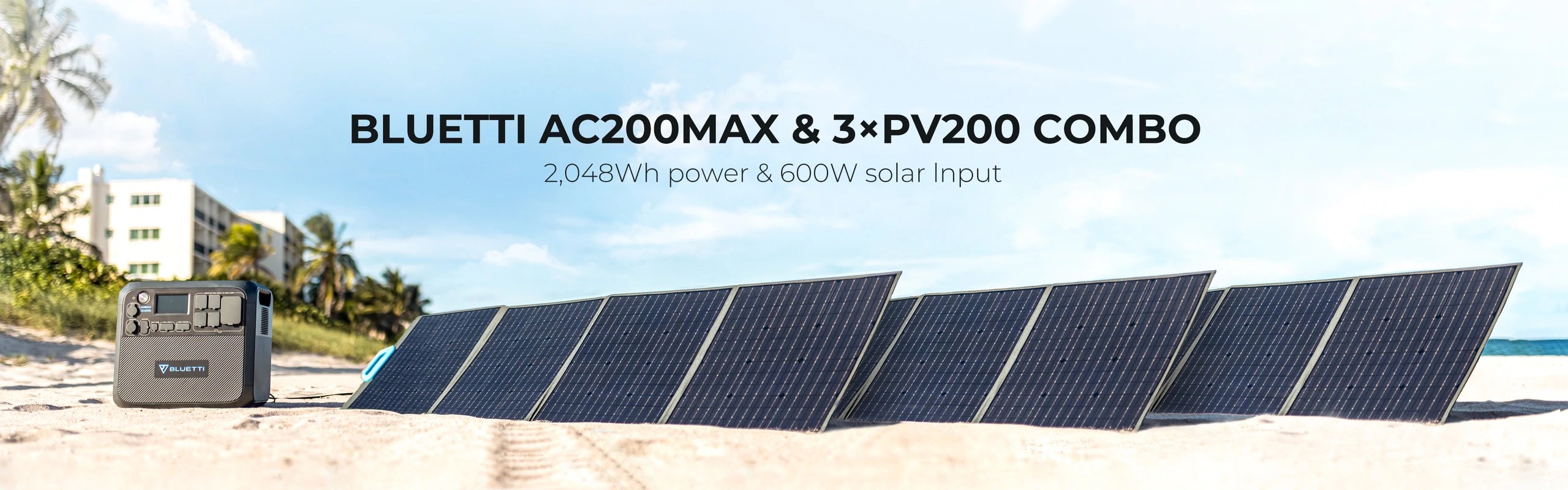 Bluetti AC200MAX 2048Wh 2200W Solar Generator + 100W Flexible  Monocrystalline Solar Panels Kit - Off Grid Stores
