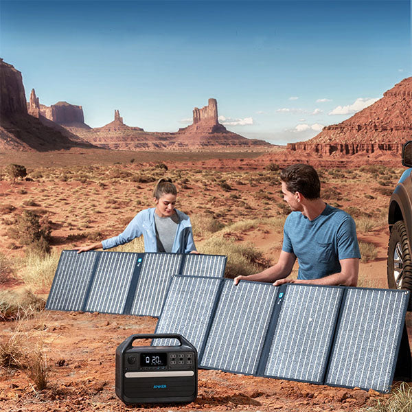 Anker Solar Generator 555 (PowerHouse 1024Wh with 2×100W Solar Panels)- with background