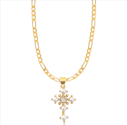 Pearl-Cross-Necklace-Gold-Filled