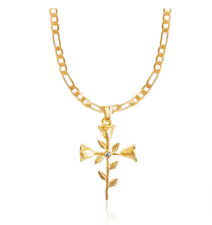 Rose-Cross-Necklace-Gold-Filled