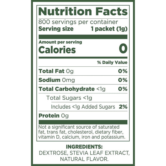 Pure Via Stevia Sweetener 28.2oz (800 packets) 800 Count (Pack of 1)