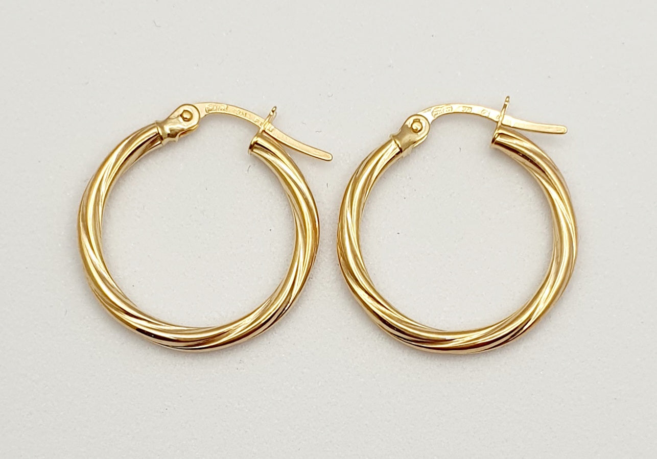 Bestowed Jewellers 9K Yellow Gold Twist Hoop Earrings | Bestowed Jewellers