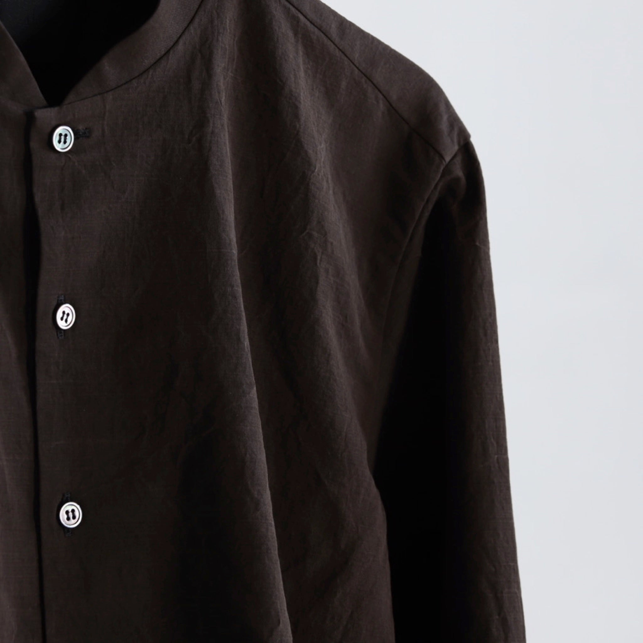 Yamauchi salt-shrunk cotton linen shirt doro - 9