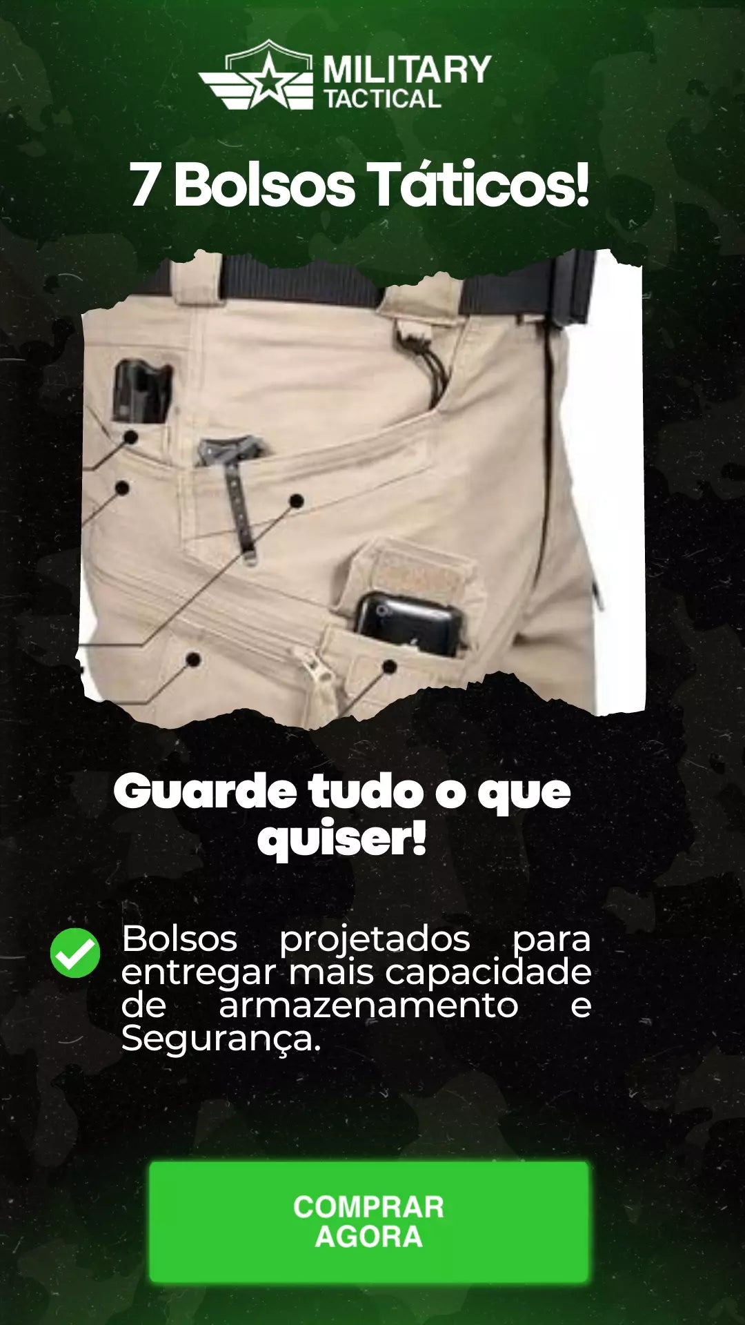 Calça Militar Tática Ultra Resistente e Impermeável + Cinto de BRINDE