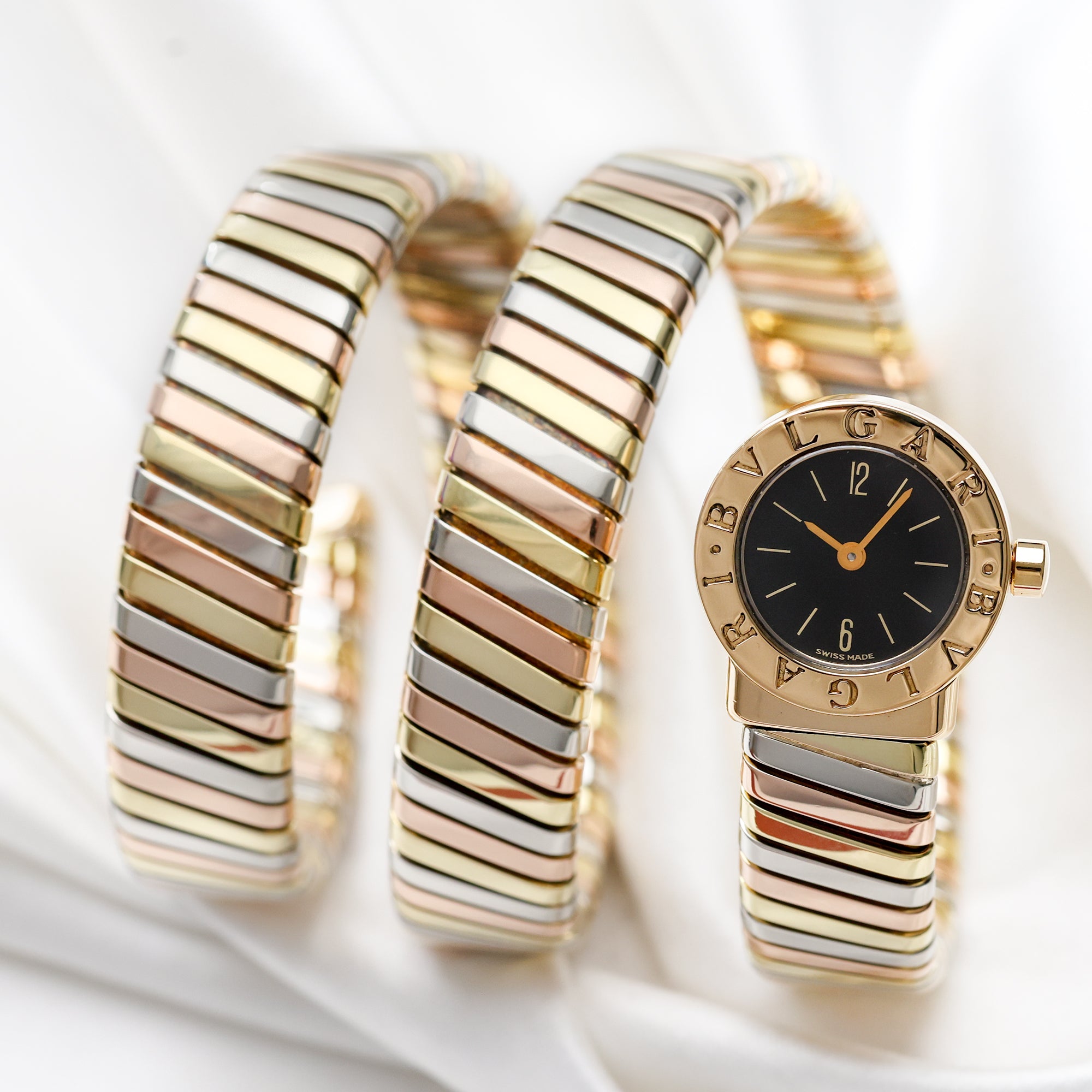 Bulgari Tubogas | BB 19 1T | 18k Yellow, White & Rose Gold | Tri-Colou –  Watch Collectors