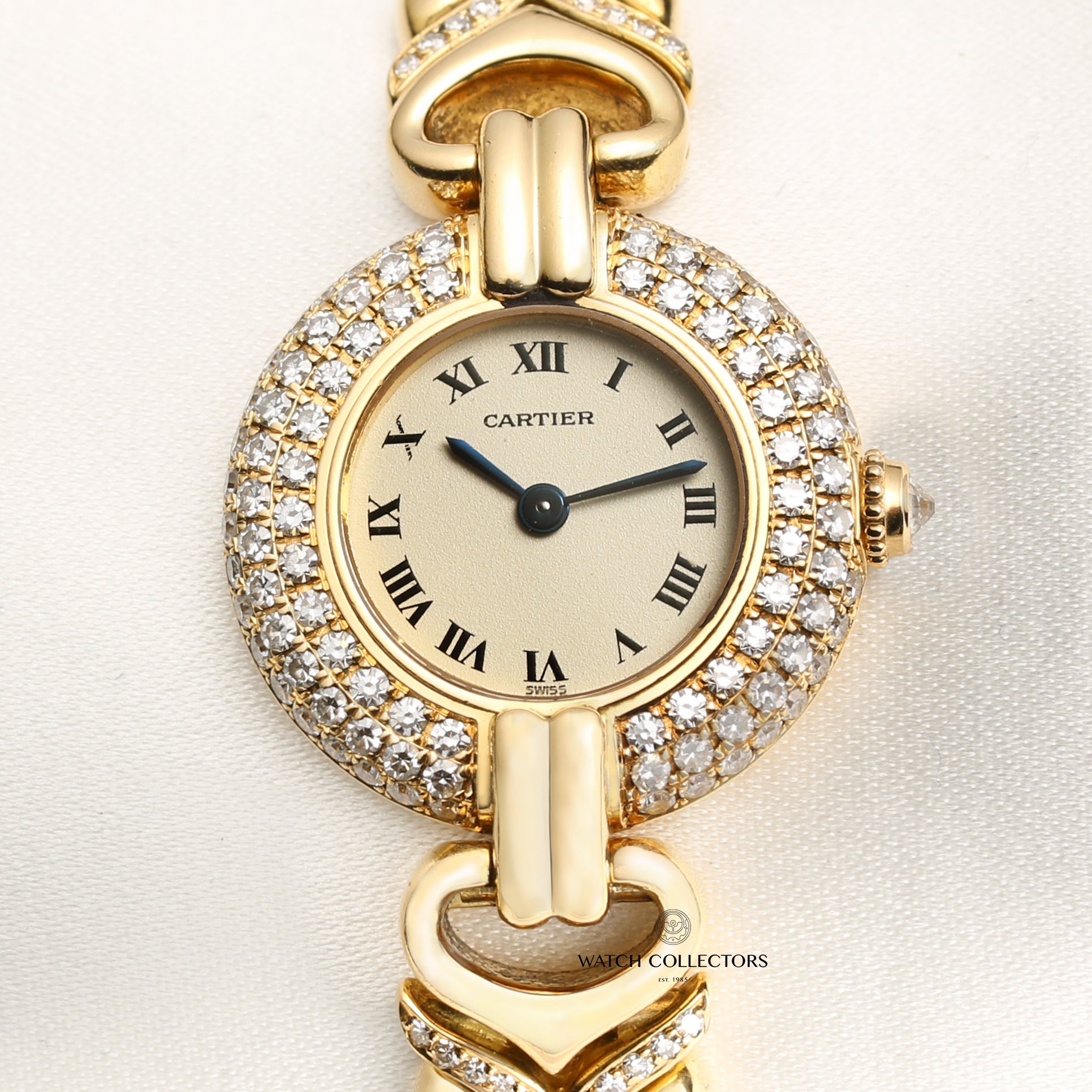 Cartier Colisee 18k Yellow Gold Triple Diamond Bezel, Shoulder & Winde# ...