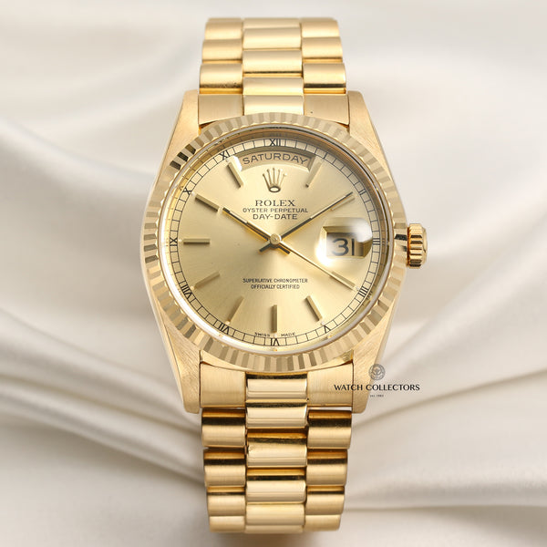 Rolex Day-Date 18238 18k Yellow Gold Champagne Dial – Watch Collectors