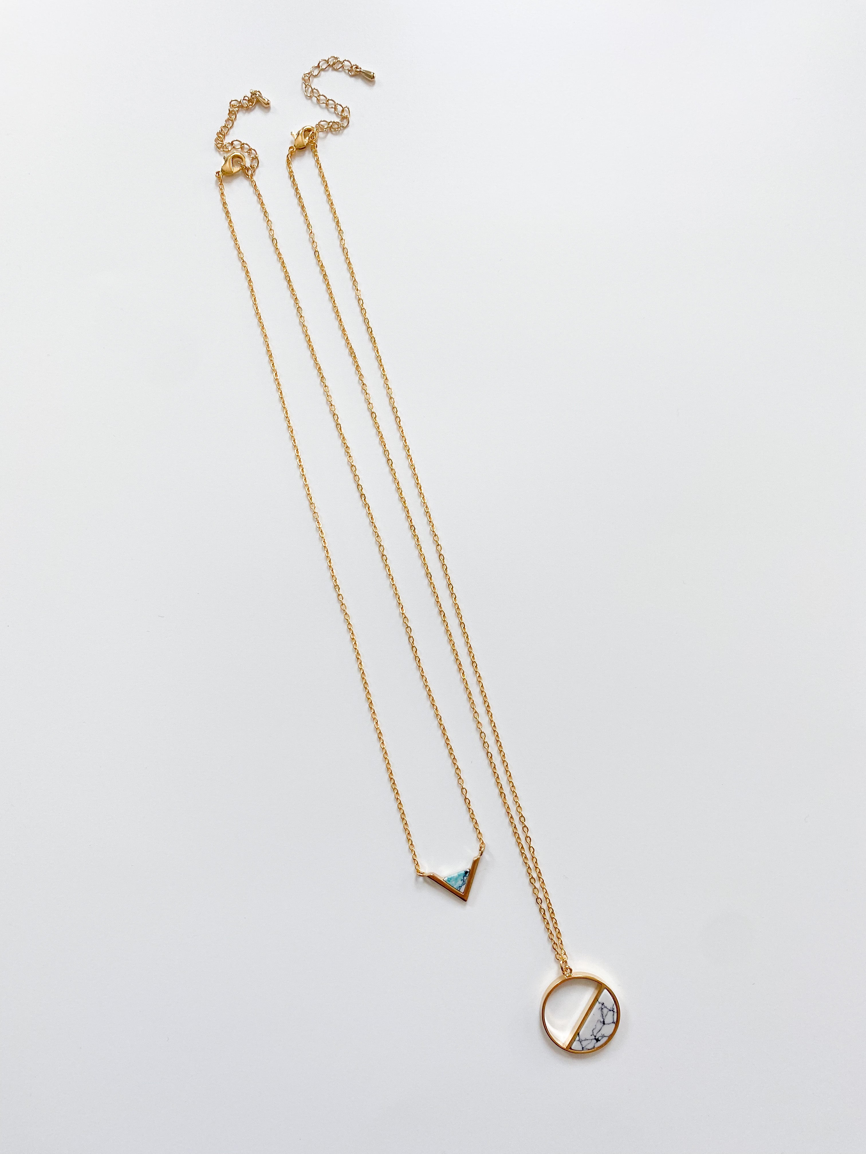 Marbled Pendant Necklace Set