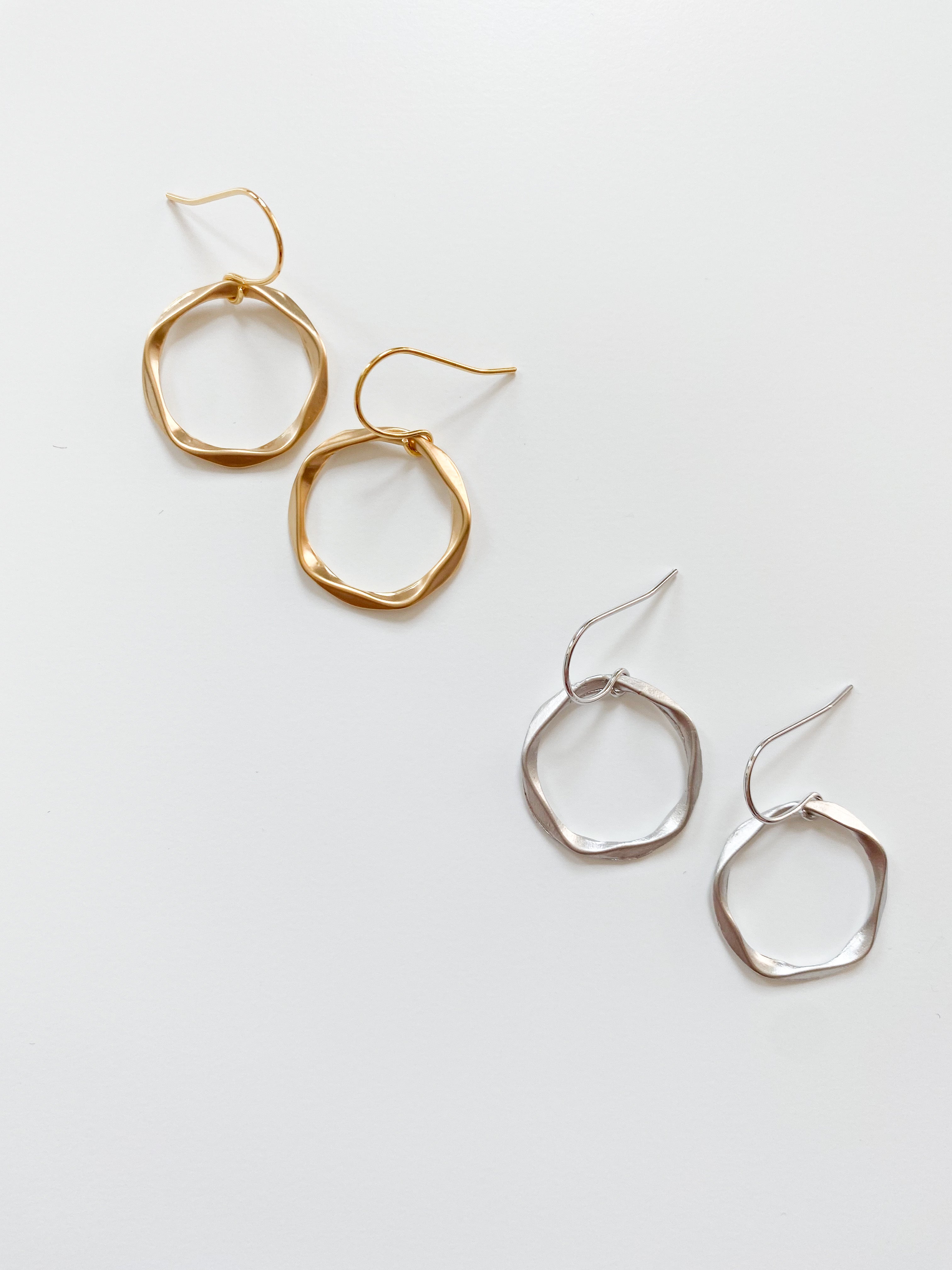 Textured Metal Circle Earrings