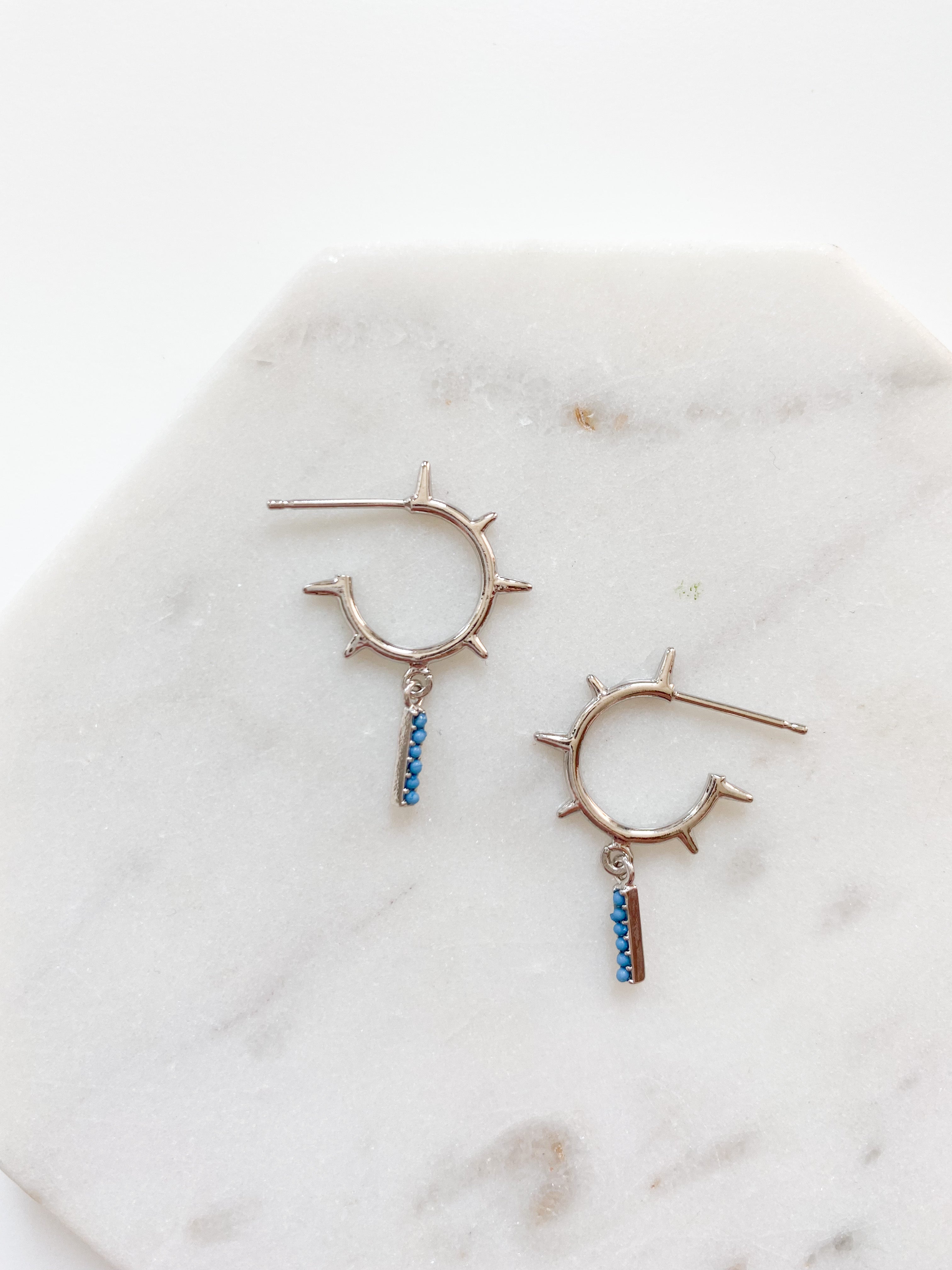 Spiked Turquoise Hoops