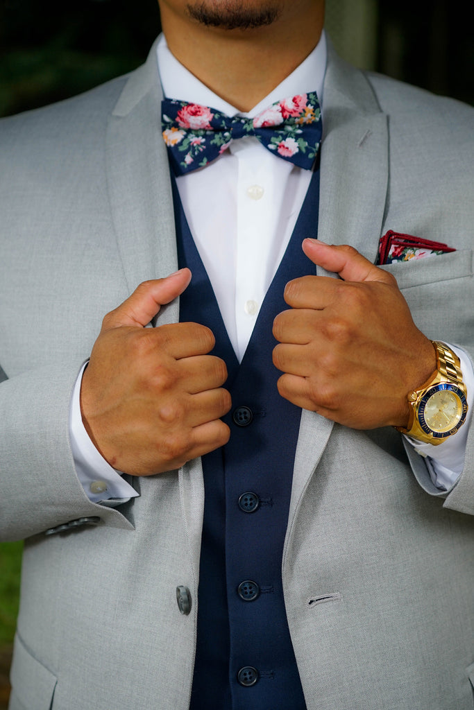 Glitter Tuxedo Vest and Bow Tie Set in Blue | Paul Malone
