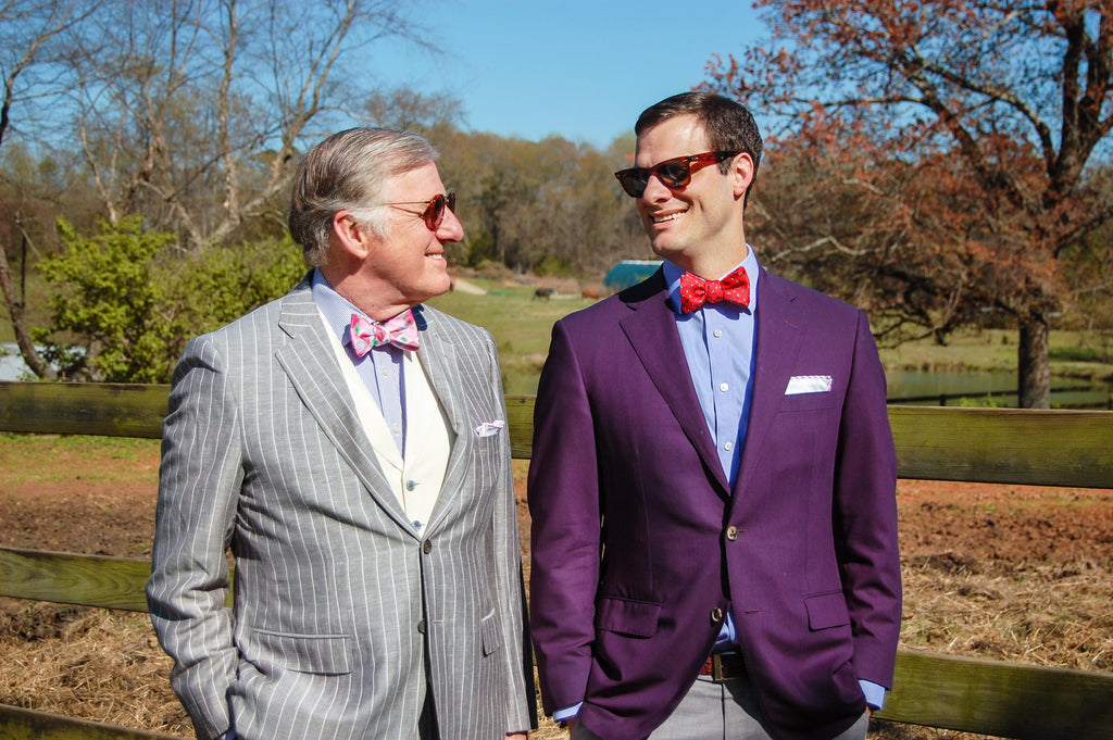 Dad and son Hanauer showing off their stylish bow ties