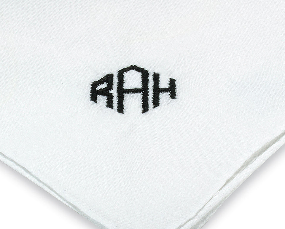 Monogrammed Pocket Square in Diamond Style