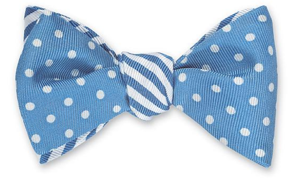 Light Blue Striped and Dotted Bow Tie