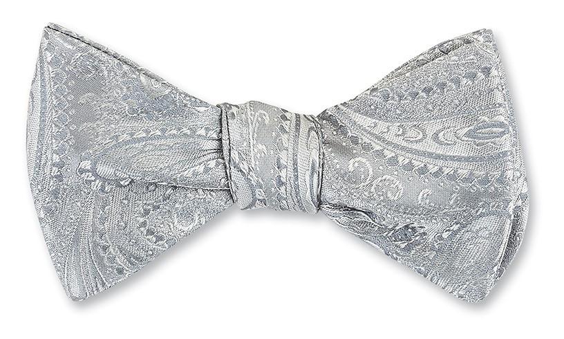 Silver paisley bow tie