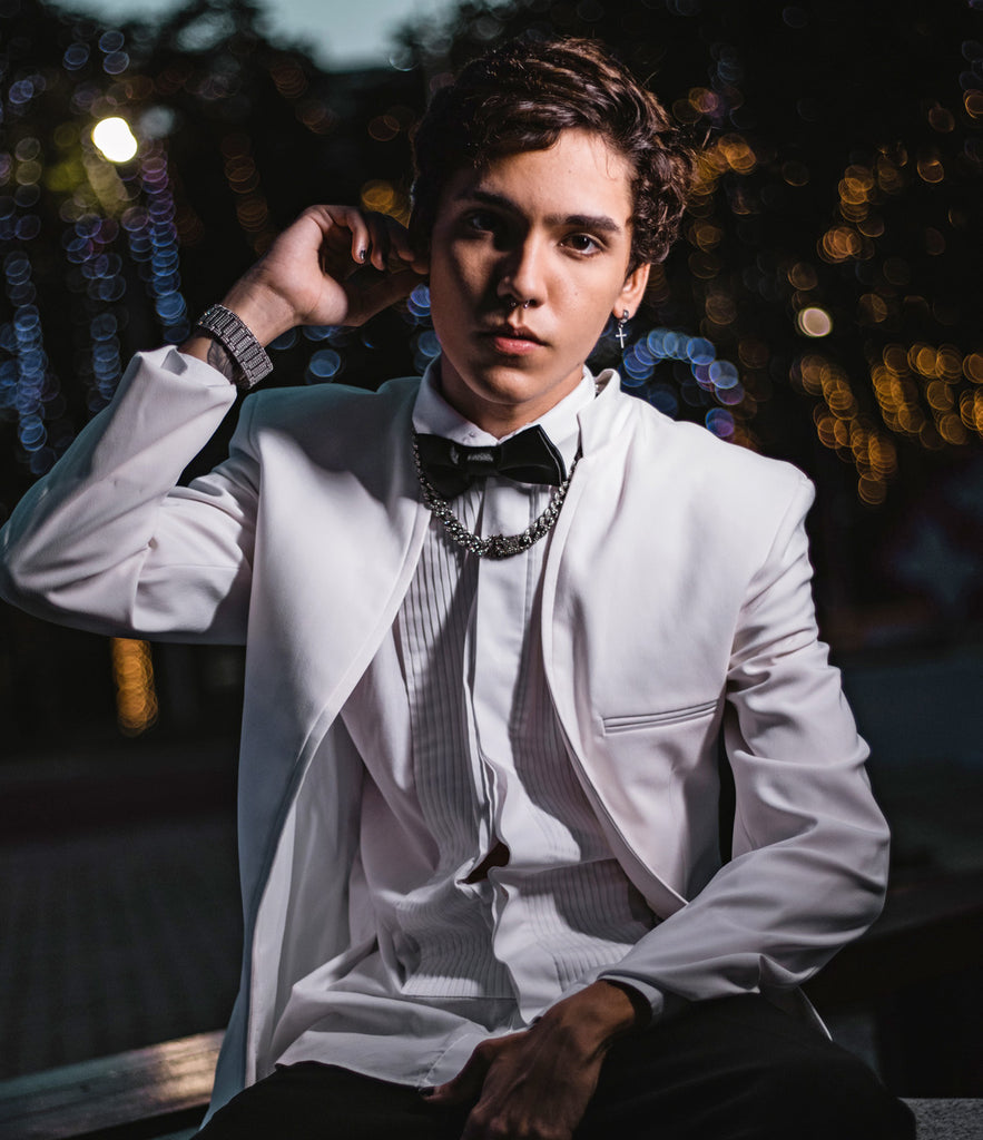 Young man wearing a bow tie for authenticity