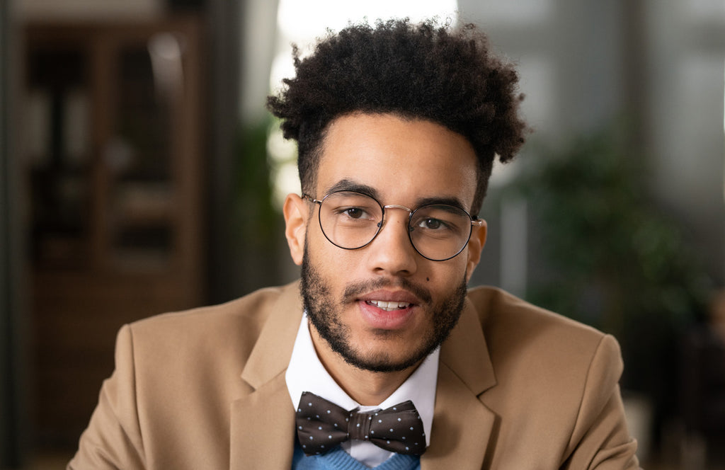 Man wearing a bow tie to an interview